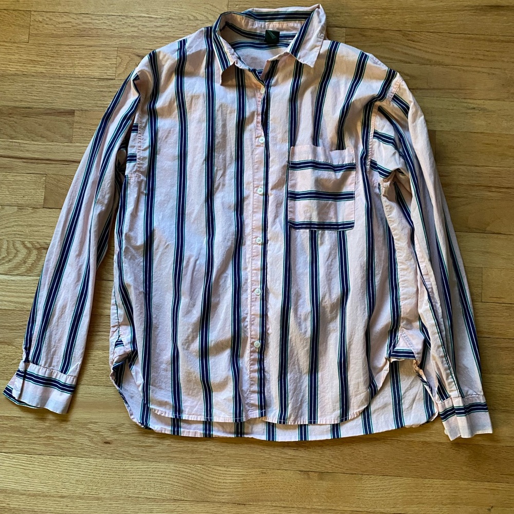 Striped Womens Shirt, Green & Blue Stripes